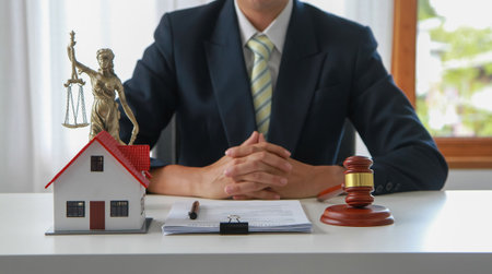 Law, Counsel, Agreement, Contract, Lawyer, Advising on litigation matters and signing contracts as a lawyer to receive home and land mortgage complaints from customers. concept lawyerの写真素材