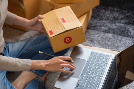 relax, relieve stress, holiday, happy, Asian woman relax at home Use your laptop computer to watch...