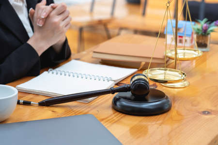 Law, Consultation, Agreement, Contract, Lawyers advice on litigation matters and sign contracts as lawyers to accept complaints for clients. Concept Attorney.の写真素材