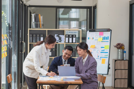 Marketing, Finance, Accounting, Planning, The company is team of marketers analyzes the company is profits using laptop computer graphs and calculators and tablet.Business conceptの写真素材