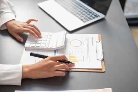 Marketing, Financial, Accounting, Planning, business women analyze company results and profits with...