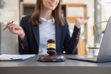 Law, Counsel, Agreement, Contract, Lawyer, Advising on litigation matters and signing contracts as a lawyer to receive home and land mortgage complaints from customers. concept lawyerの写真素材