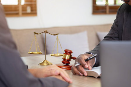 Law Consulting, Agreements, Contracts, African American attorneys provide legal advice and sign contracts as grievance attorneys for clients, Concept lawyers.の写真素材