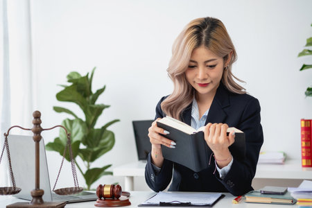 Law, Consultation, Agreement, Contract, Lawyers advice on litigation matters and sign contracts as lawyers to accept complaints for clients. Concept Attorney.の写真素材