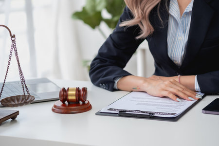 Law, Consultation, Agreement, Contract, Lawyers advice on litigation matters and sign contracts as lawyers to accept complaints for clients. Concept Attorney.の写真素材
