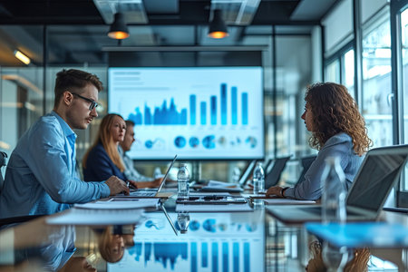 Businessmen meeting in the office Analyze documents and graphs to increase sales. AI Generatedの素材