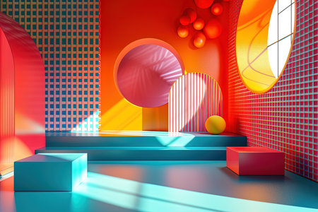 abstract geometric background using irregular shapes and a vibrant color palette, AI Generatedの素材