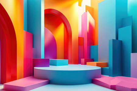 abstract geometric background using irregular shapes and a vibrant color palette, AI Generatedの素材