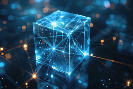 Blockchain connections and communication between blockchain blocks are connected.AI Generatedの素材