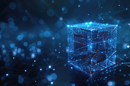 Blockchain connections and communication between blockchain blocks are connected.AI Generatedの素材