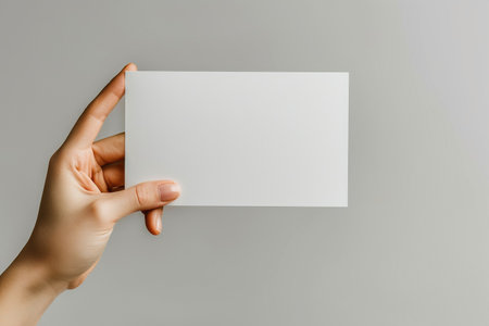 Hand-holding white paper for writing advertisements in public relations space. AI Generatedの素材