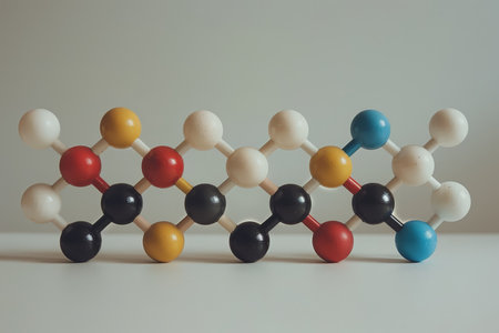 Molecule Atom Model Abstract structure science and medical concept. AI Generatedの素材