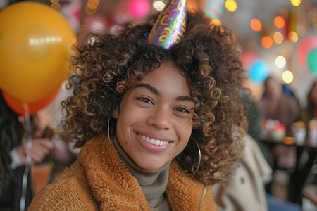 Young beautiful girl with a birthday cake, anniversary celebration, excited, happy, emotional. AIの素材