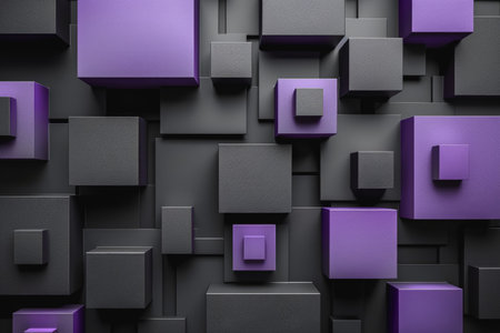 Black and Purple square shape background presentation design. AI Generatedの素材