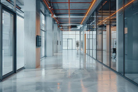 The conference room interior of a modern office with white walls and a monitor. AI Generatedの素材