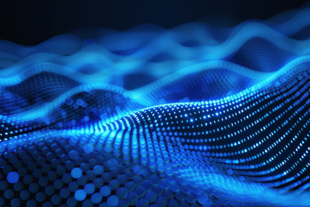 Technology pattern abstract net lines with small dots on every line, style blue neon type.の素材