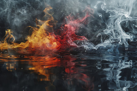 A splash of color paint, water, or smoke on a black background, or abstract pattern, AI Generatedの素材