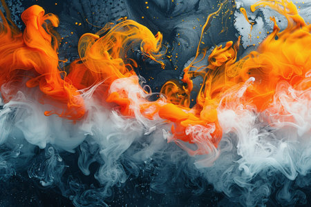 A splash of color paint, water, or smoke on a black background, or abstract pattern, AI Generatedの素材