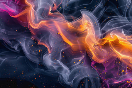 A splash of color paint, water, or smoke on a black background, or abstract pattern, AI Generatedの素材