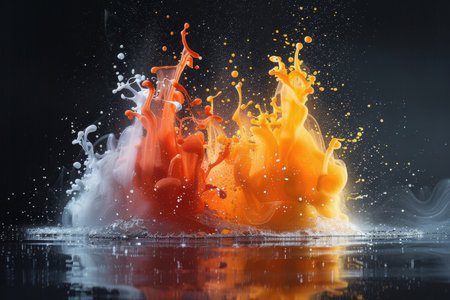A splash of color paint, water, or smoke on a black background, or abstract pattern, AI Generatedの素材