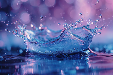 Abstract image of the splash of water, futuristic style, in colorful style. AI Generatedの素材