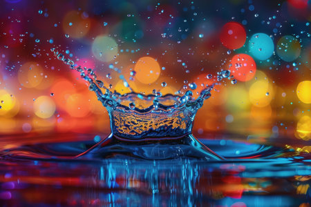 Abstract image of the splash of water, futuristic style, in colorful style. AI Generatedの素材