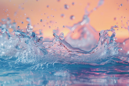 Abstract image of the splash of water, futuristic style, in colorful style. AI Generatedの素材