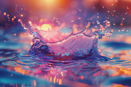 Abstract image of the splash of water, futuristic style, in colorful style. AI Generatedの素材