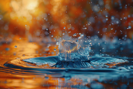 Abstract image of the splash of water, futuristic style, in colorful style. AI Generatedの素材