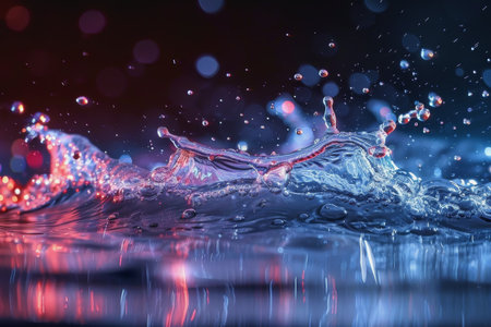 Abstract image of the splash of water, futuristic style, in colorful style. AI Generatedの素材