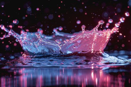 Abstract image of the splash of water, futuristic style, in colorful style. AI Generatedの素材