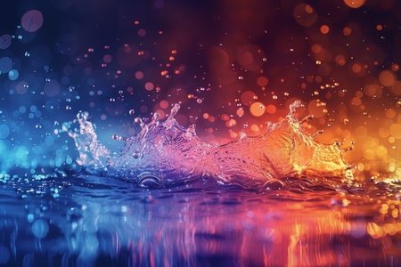 Abstract image of the splash of water, futuristic style, in colorful style. AI Generatedの素材