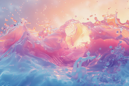 Abstract image of the splash of water, futuristic style, in colorful style. AI Generatedの素材