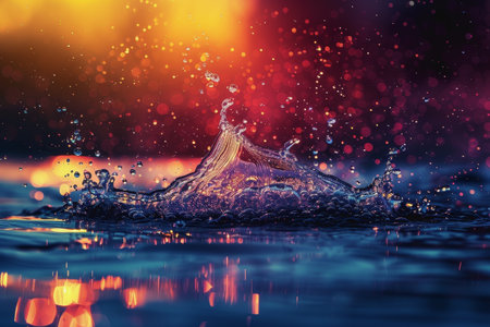 Abstract image of the splash of water, futuristic style, in colorful style. AI Generatedの素材