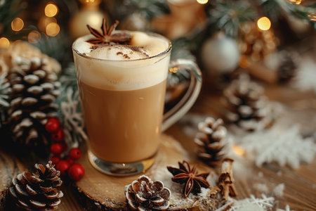 Barista's holiday special, festive coffee bringing cheer and cafe in the seasonal spiritの素材