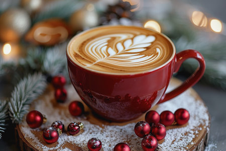 Barista's holiday special, festive coffee bringing cheer and cafe in the seasonal spiritの素材
