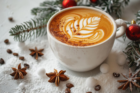 Barista's holiday special, festive coffee bringing cheer and cafe in the seasonal spiritの素材