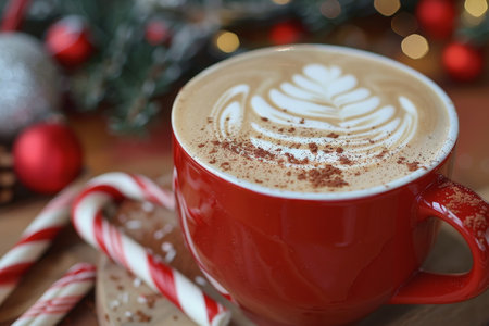 Barista's holiday special, festive coffee bringing cheer and cafe in the seasonal spiritの素材