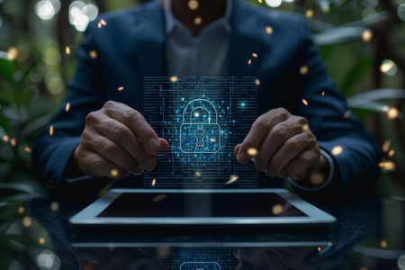 Cyber security, data protection information privacy internet technology concept. AI Generatedの素材