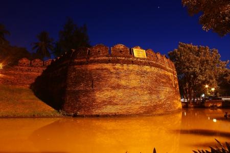 Ancient wall of Chiang-Mai city,Thailandのeditorial素材
