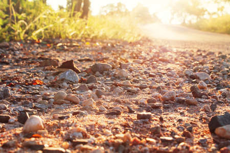 Evening light with many small rock の写真素材