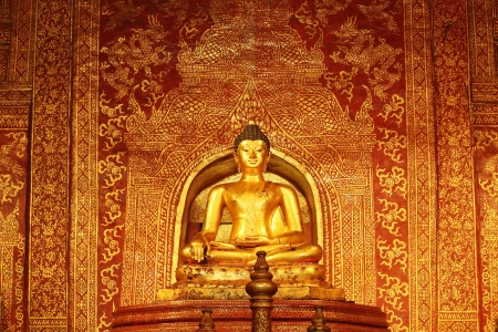 Buddha statue in church,Wat Pra Singh,Chiang-Mai,Thailand の写真素材