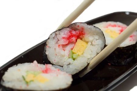 Eat sushi rollの写真素材