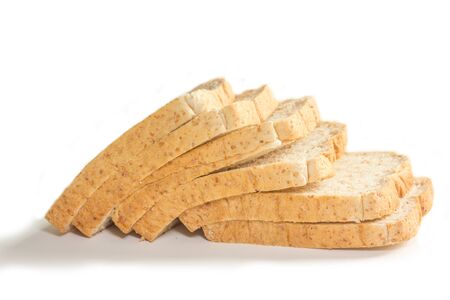 Whole wheat bread, isolated on white の写真素材