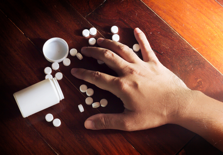 Try to take medicine の写真素材