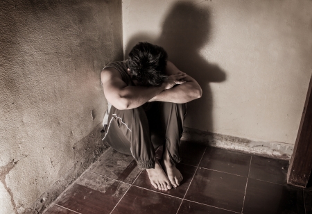 Man in sorrow emotion の写真素材