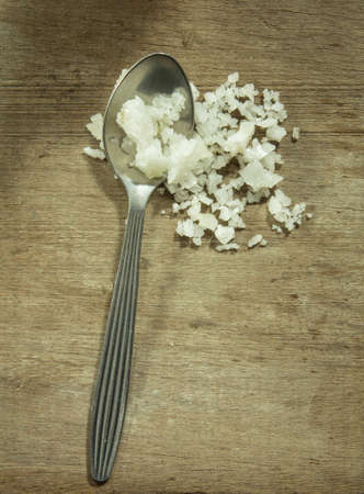 Salt on spoon の写真素材