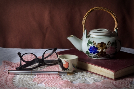 Tea kit with stationary の写真素材