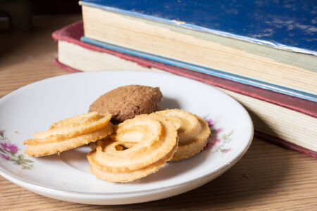 Cookies with books,still life の写真素材