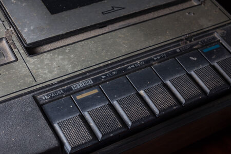 Closeup old cassette player,still life.